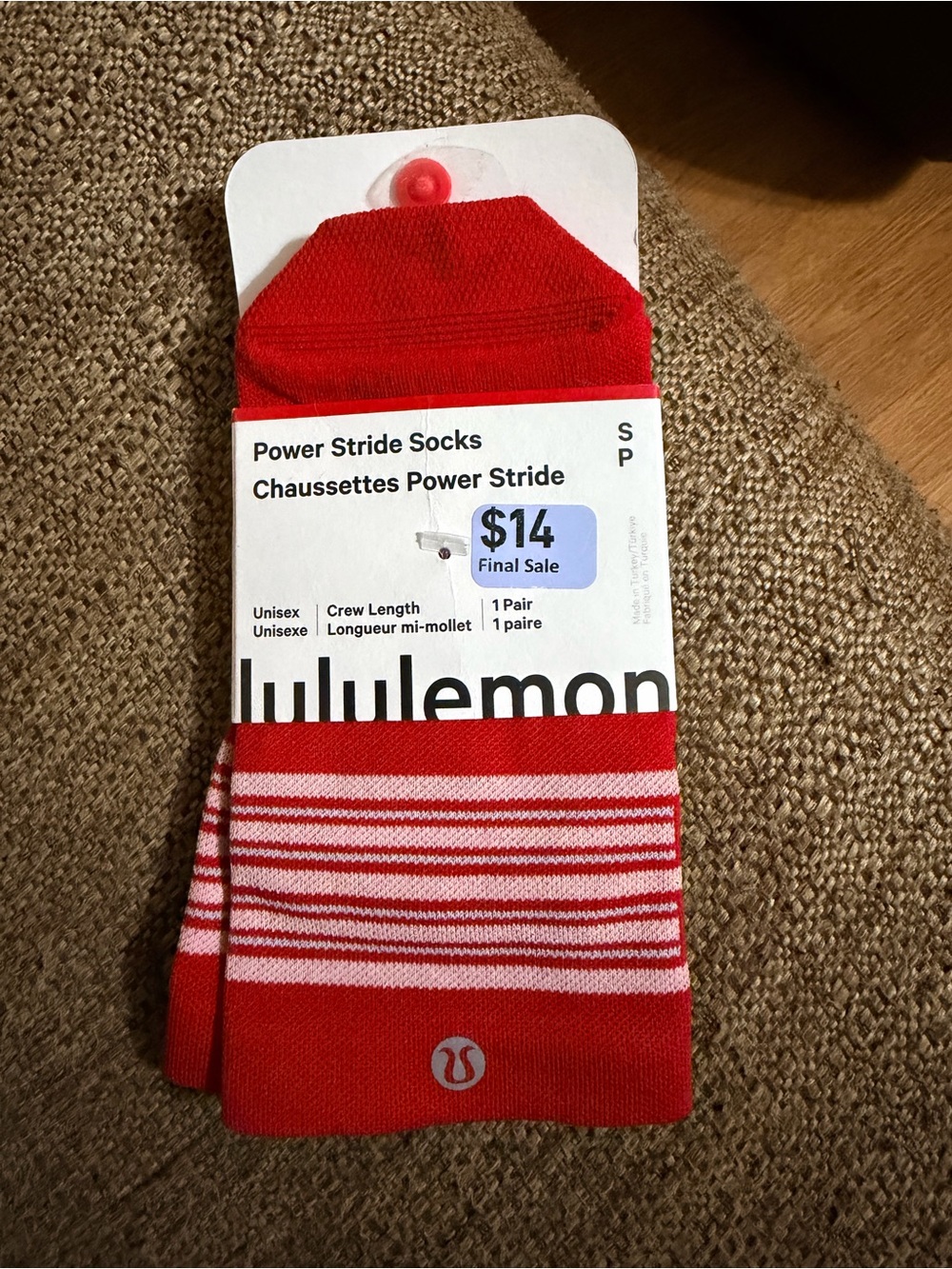 lululemon athletica Striped Power Stride Crew Socks - Red & White